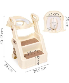 ECOTOYS adapter za wc šolju za decu sa stepenikom i rukohvatima HA-P33-2 Beige