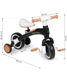 ECOTOYS balans bicikl sa pedalama i pomoćnim točkovima 3 u 1 Black LC-V1359 BLACK