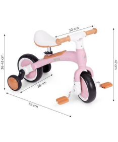 Ecotoys balans bicikl sa pedalama i pomoćnim točkovima 3 u 1 - LC-V1359 PINK