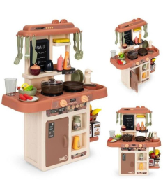 ECOTOYS dečija kuhinja sounds led water with steam generator igračka za decu 42 elementa Beige