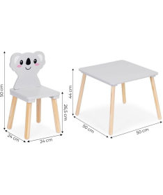 ECOTOYS dečiji set nameštaja sto sa dve stolice Koala 6163