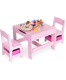 ECOTOYS dečiji set sto i 2 stolice sa tablom za pisanje Pink