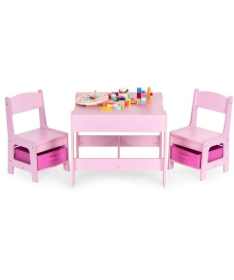 ECOTOYS dečiji set sto i 2 stolice sa tablom za pisanje Pink