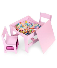 ECOTOYS dečiji set sto i 2 stolice sa tablom za pisanje Pink