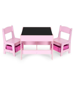 ECOTOYS dečiji set sto i 2 stolice sa tablom za pisanje Pink