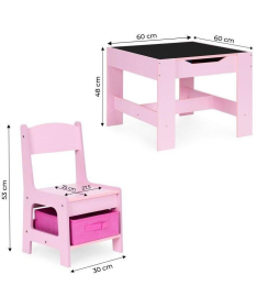 ECOTOYS dečiji set sto i 2 stolice sa tablom za pisanje Pink