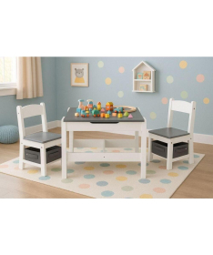 ECOTOYS dečiji set sto i 2 stolice sa tablom za pisanje White