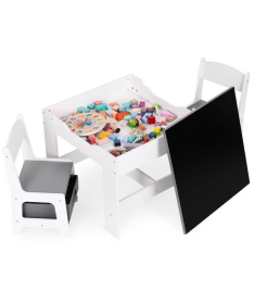 ECOTOYS dečiji set sto i 2 stolice sa tablom za pisanje White
