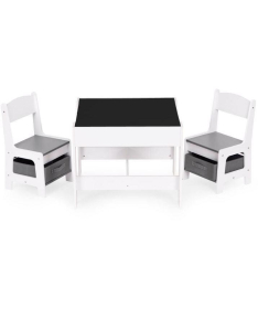 ECOTOYS dečiji set sto i 2 stolice sa tablom za pisanje White