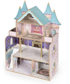 ECOTOYS drvena četvorospratna kućica za lutke bella castle sa 15 komada nameštaja EF8306