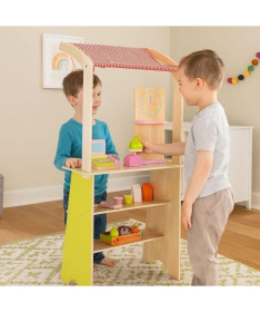ECOTOYS drvena dečija pijaca sa vagom, POS terminalom i dodacima - 20 delova HM328234