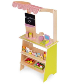 ECOTOYS drvena dečija pijaca sa vagom, POS terminalom i dodacima - 20 delova HM328234