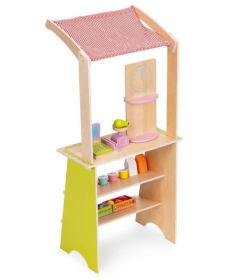 ECOTOYS drvena dečija pijaca sa vagom, POS terminalom i dodacima - 20 delova HM328234