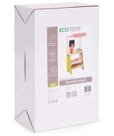 ECOTOYS drvena dečija pijaca sa vagom, POS terminalom i dodacima - 20 delova HM328234