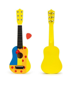 ECOTOYS drvena gitara za decu sa metalnim žicama Cube Yellow - FO18Y