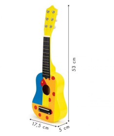 ECOTOYS drvena gitara za decu sa metalnim žicama Cube Yellow - FO18Y