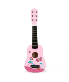 ECOTOYS drvena gitara za decu sa metalnim žicama Pink - FO18P