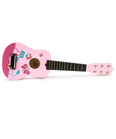 ECOTOYS drvena gitara za decu sa metalnim žicama Pink - FO18P