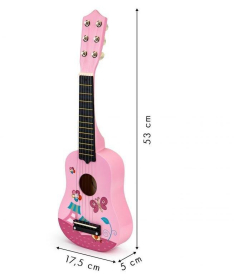 ECOTOYS drvena gitara za decu sa metalnim žicama Pink - FO18P