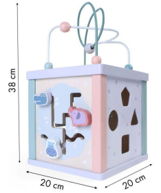 ECOTOYS drvena kocka sorter, shapes, clock edukativna igračka za decu