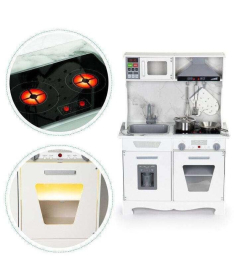 ECOTOYS drvena kuhinja sa dodacima igračka za decu Bela TL10181