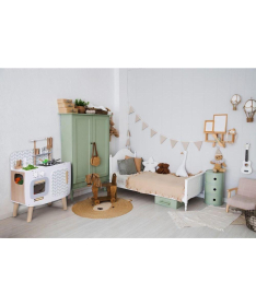 ECOTOYS drvena kuhinja za decu retro sa rernom, šporetom, sudoperom i priborom ecotoys - W10C863