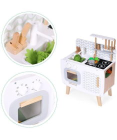 ECOTOYS drvena kuhinja za decu retro sa rernom, šporetom, sudoperom i priborom ecotoys - W10C863