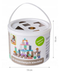 ECOTOYS drvene kocke 50 komada bucket + sorter Igračka za decu - 2506