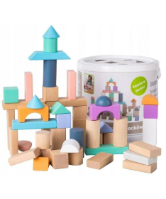 ECOTOYS drvene kocke za decu sa kanticom i sorterom 100 komada - 2505