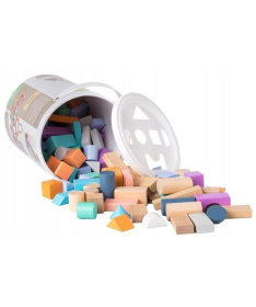 ECOTOYS drvene kocke za decu sa kanticom i sorterom 100 komada - 2505