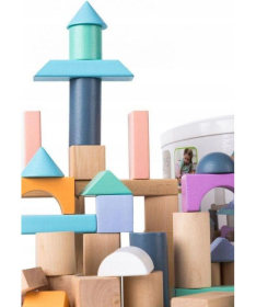 ECOTOYS drvene kocke za decu sa kanticom i sorterom 100 komada - 2505