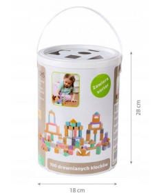 ECOTOYS drvene kocke za decu sa kanticom i sorterom 100 komada - 2505
