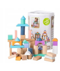 ECOTOYS drvene kocke za decu sa kanticom i sorterom 100 komada - 2505