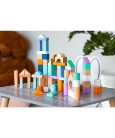 ECOTOYS drvene kocke za decu sa kanticom i sorterom 100 komada - 2505