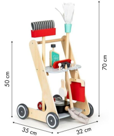 ECOTOYS drveni set za čišćenje sa kolicima i usisivačem igračka za decu