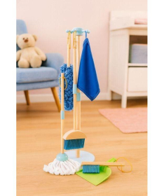 ECOTOYS drveni set za čišćenje za decu Metla, mop i đubrovnik 7 elemenata TL844009