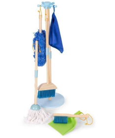 ECOTOYS drveni set za čišćenje za decu Metla, mop i đubrovnik 7 elemenata TL844009