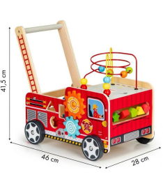 ECOTOYS edukativna drvena guralica za decu Vatrogasac 2 u 1