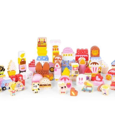 ECOTOYS edukativne drvene kocke set igračke za decu Candy City 116 kom