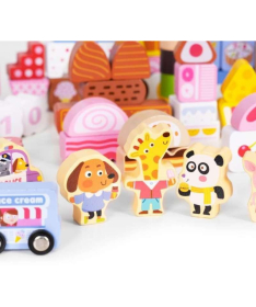 ECOTOYS edukativne drvene kocke set igračke za decu Candy City 116 kom