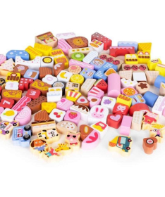 ECOTOYS edukativne drvene kocke set igračke za decu Candy City 116 kom