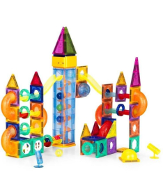 ECOTOYS Magnetni svetleći set blokova sa stazom za kuglice 134 dela HC725862