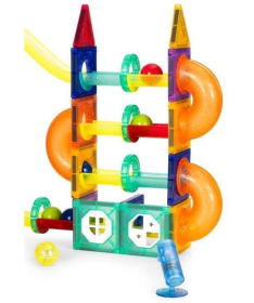 ECOTOYS Magnetni svetleći set blokova sa stazom za kuglice 134 dela HC725862