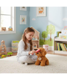 ECOTOYS plišana kuca Brown Poodle igračka za decu torba + četka za negu HC750227