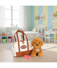 ECOTOYS plišana kuca Brown Poodle igračka za decu torba + četka za negu HC750227