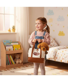 ECOTOYS plišana kuca Brown Poodle igračka za decu torba + četka za negu HC750227