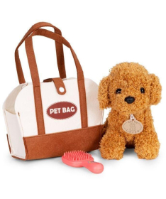 ECOTOYS plišana kuca Brown Poodle igračka za decu torba + četka za negu HC750227