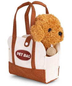ECOTOYS plišana kuca Brown Poodle igračka za decu torba + četka za negu HC750227