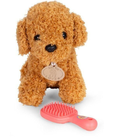 ECOTOYS plišana kuca Brown Poodle igračka za decu torba + četka za negu HC750227