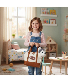 ECOTOYS plišana kuca Husky igračka za decu torba + četka za negu HC750229